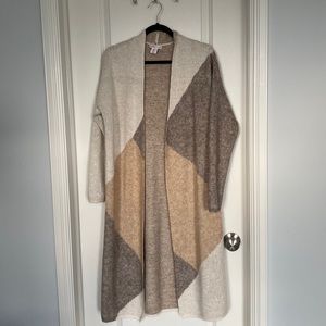 Long open cardigan, size L. Lightly worn